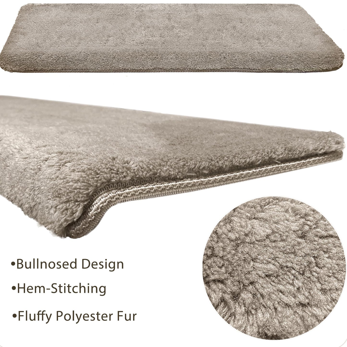 PURE ERA Carpet Stair Treads Ultra Plush 9.5" X 30"Soft Bullnose Indoor Stair Protectors Pet-Friendly Non-Slip Skid Resistant Tape Free Washable Reusable(14 Pieces, Cream Gray)
