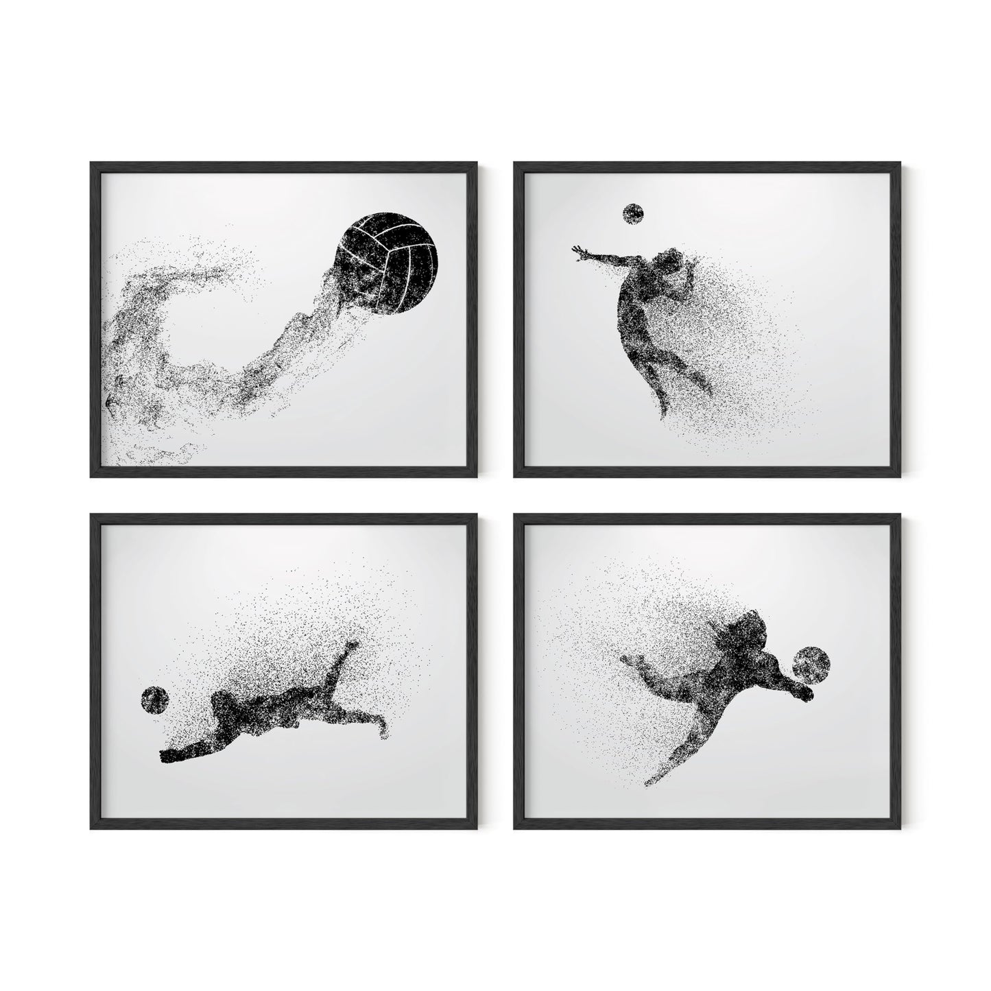 Summit Designs Volleyball Wall Art Prints - Silhouette – Set of 4 (8x10) Poster Photos Prints - Bedroom - Man Cave
