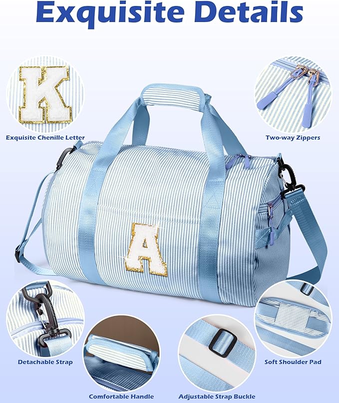 Birthday Gift for Daughter, Girl Gym Bag, Kids Initial Overnight Duffel Bags with Shoe Compartment, Personalized Travel Bag with Makeup Pouch, Customize Gifts for Girls (Letter Z)