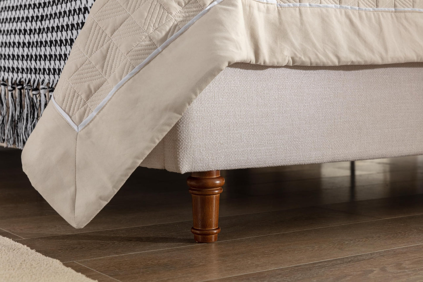 GDFStudio Tall Headboard Upholstered Bed,Queen Size Platform Bed Frame with Chenille Wingback Headboard, Without Wooden Slats,Box Spring Required,Easy Assembly,Elegant Simplicity 54" High Ivory