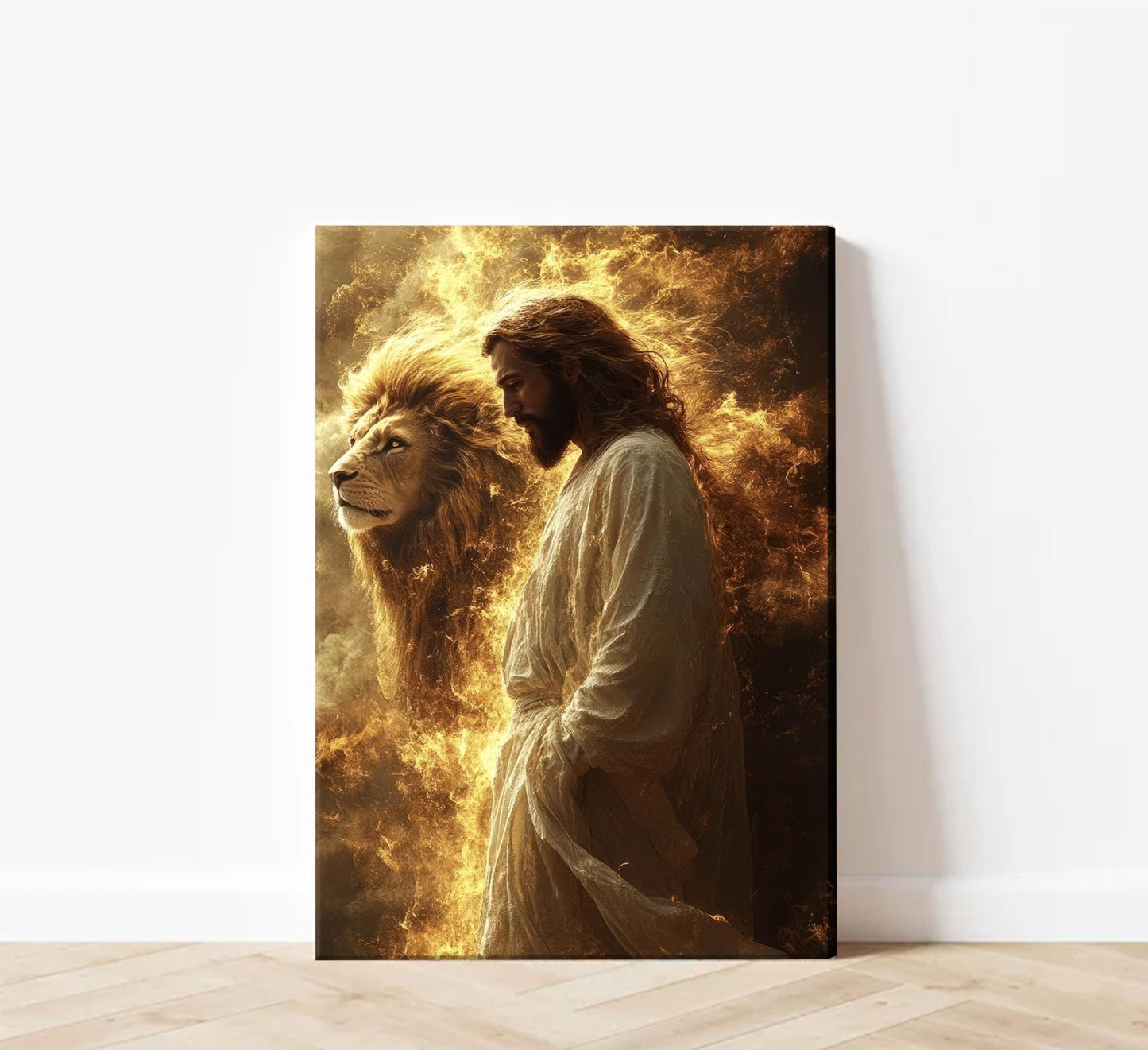 Jesus And Lion Canvas Wall Art Jesus Christian Painting Picture Wall Decor Christ Faith God Judas Inspiring Poster Print Artwork for Church Living Room Study Prayer Room Home Decoration