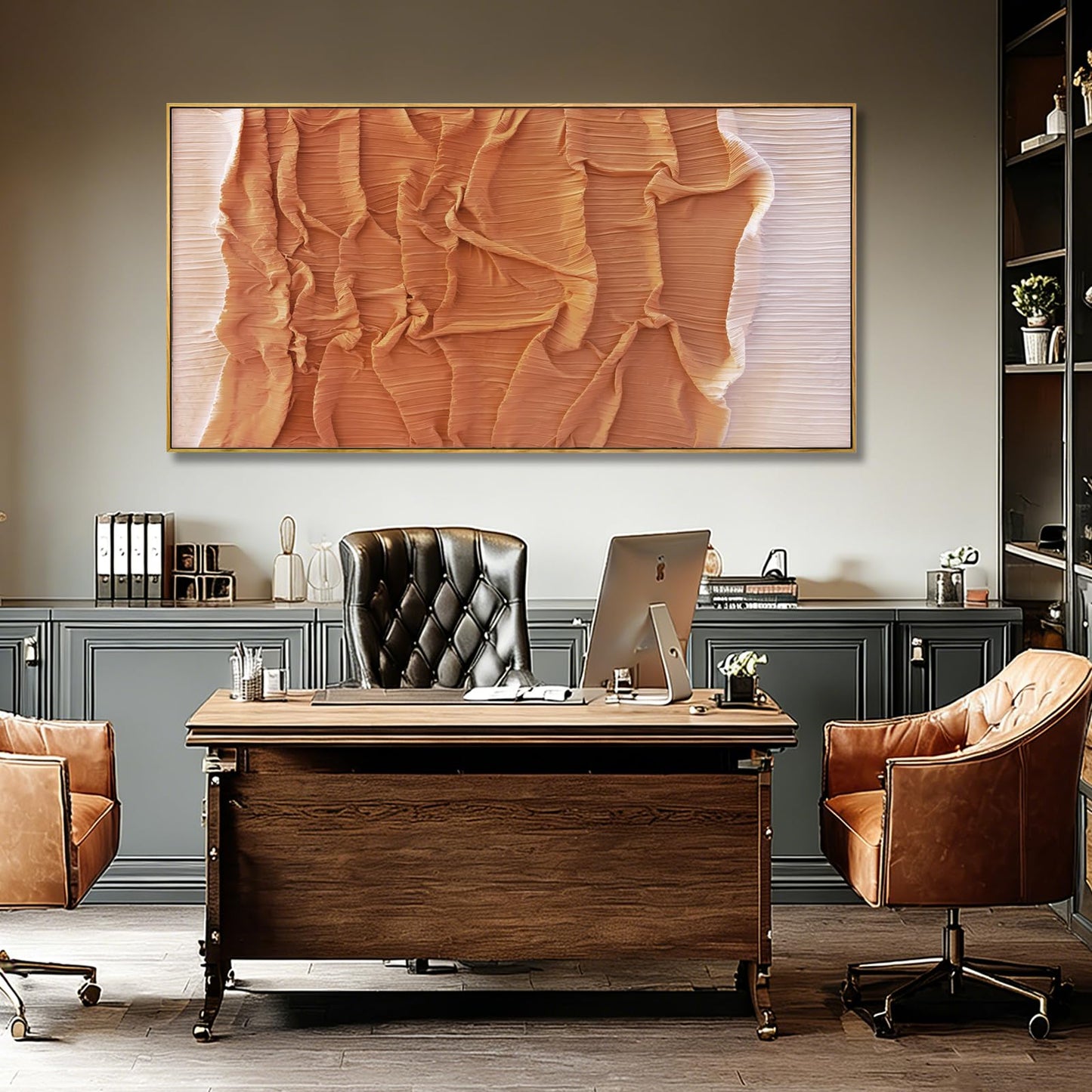 Hue7Art Modern Textured Abstract Canvas Wall Art in Warm Neutral Brown Minimalist Style Artwork for Living Room Bedroom Office Hallway Home Wall Decor 24x48 Inch