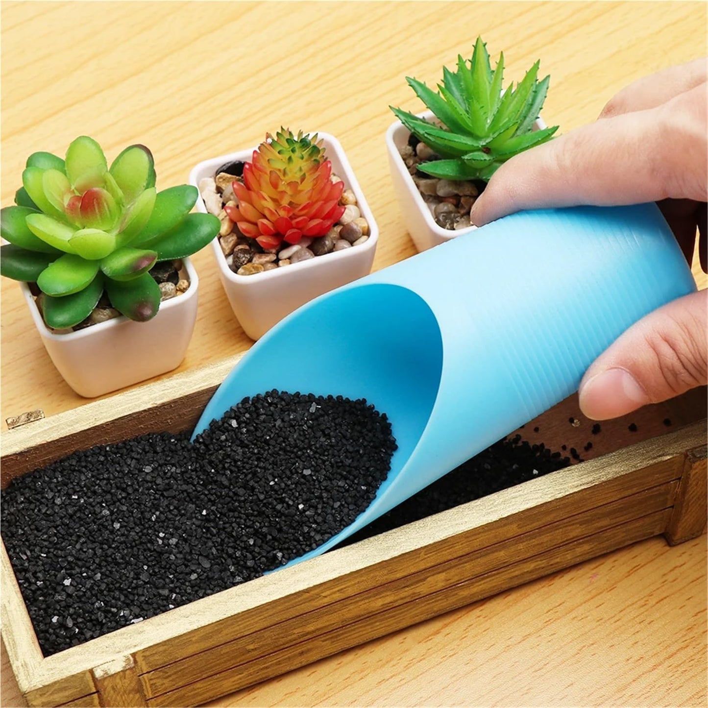 Bonsai Soil Scoop 6PC Plastic Soil Shovel Cup for Garden Spade Cultivation Bucket Potted Bonsai Fleshy Plant Mini Home Gardening Tools(White)