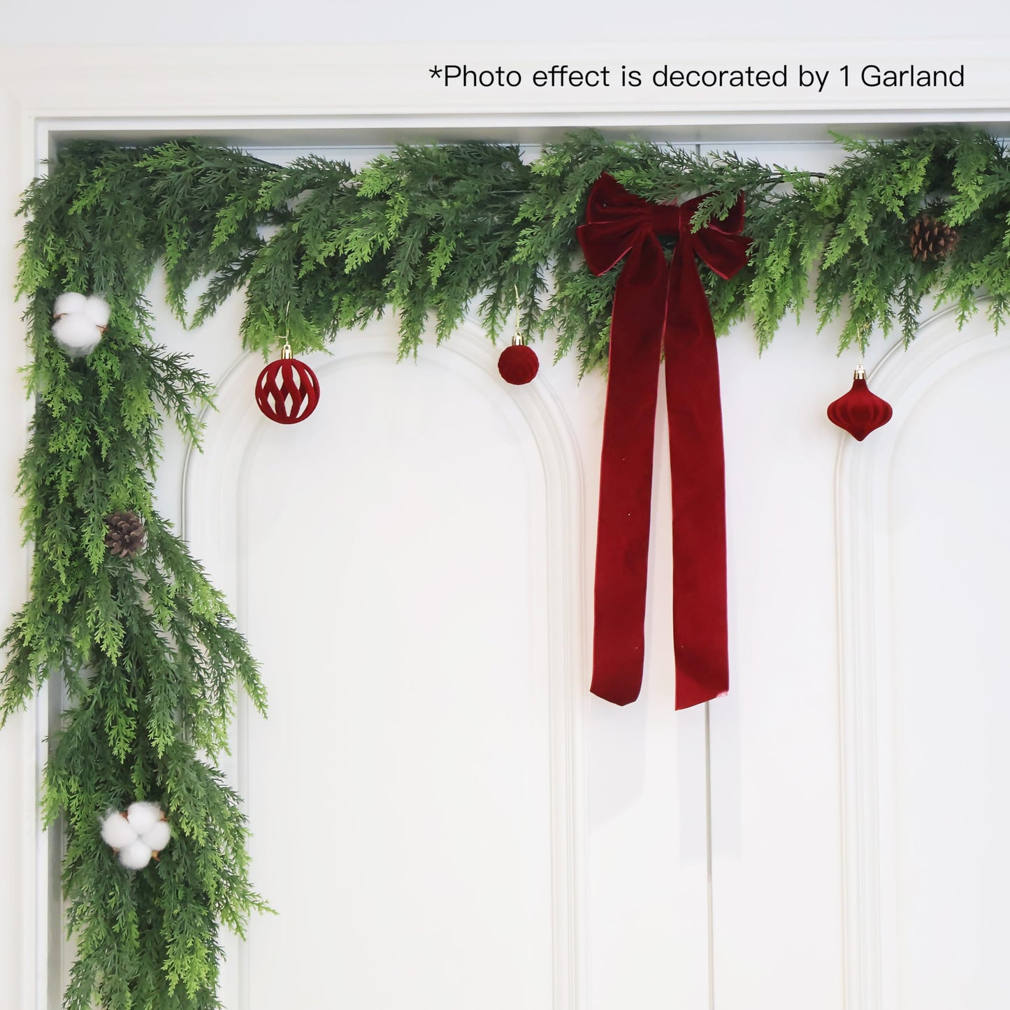 Christmas Cedar Garland Artificial Realistic Green Faux Real Touch Winter Pine Garland for Mantle Fireplace Wall Table Indoor Outdoor Decoraiton 5FT