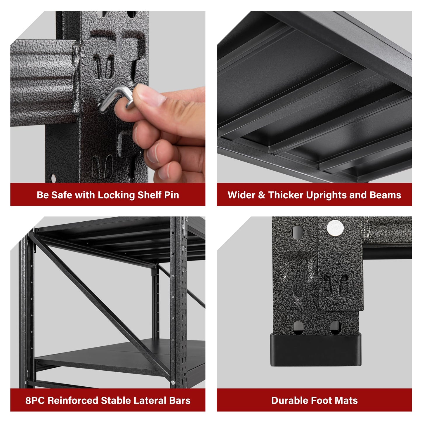 6000LBS Heavy Duty Garage Shelving Units,79" Wide & Deep Storage Shelves,Black Metal Garage Shelves,Large Storage Rack,Steel Shelf,Industrial Shelving for Shop,Warehouse,Basement,79" W x 24" D x 79" H