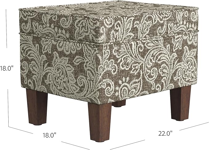 Spatial Order Home Decor | Dinah Collection Modern Storage Ottoman | Ottoman with Storage for Living Room & Bedroom(Brown Jacobean Print)