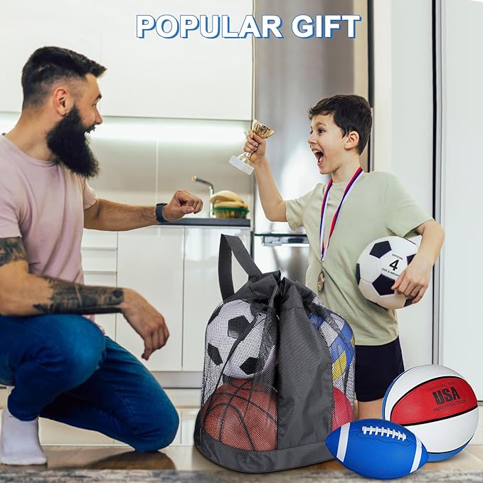 Leyndo 18 Pcs Sports Ball Set for Kids, Official Size Basketball Football Soccer Ball Playground Volleyball Baseball Outdoor Sport Equipment Bag and Pump Back to School Gift