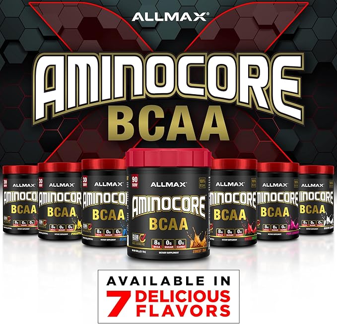 ALLMAX Nutrition AMINOCORE BCAA Powder, 8.18 Grams of Amino Acids, Intra and Post Workout Recovery Drink, Gluten Free, White Grape, 315 g