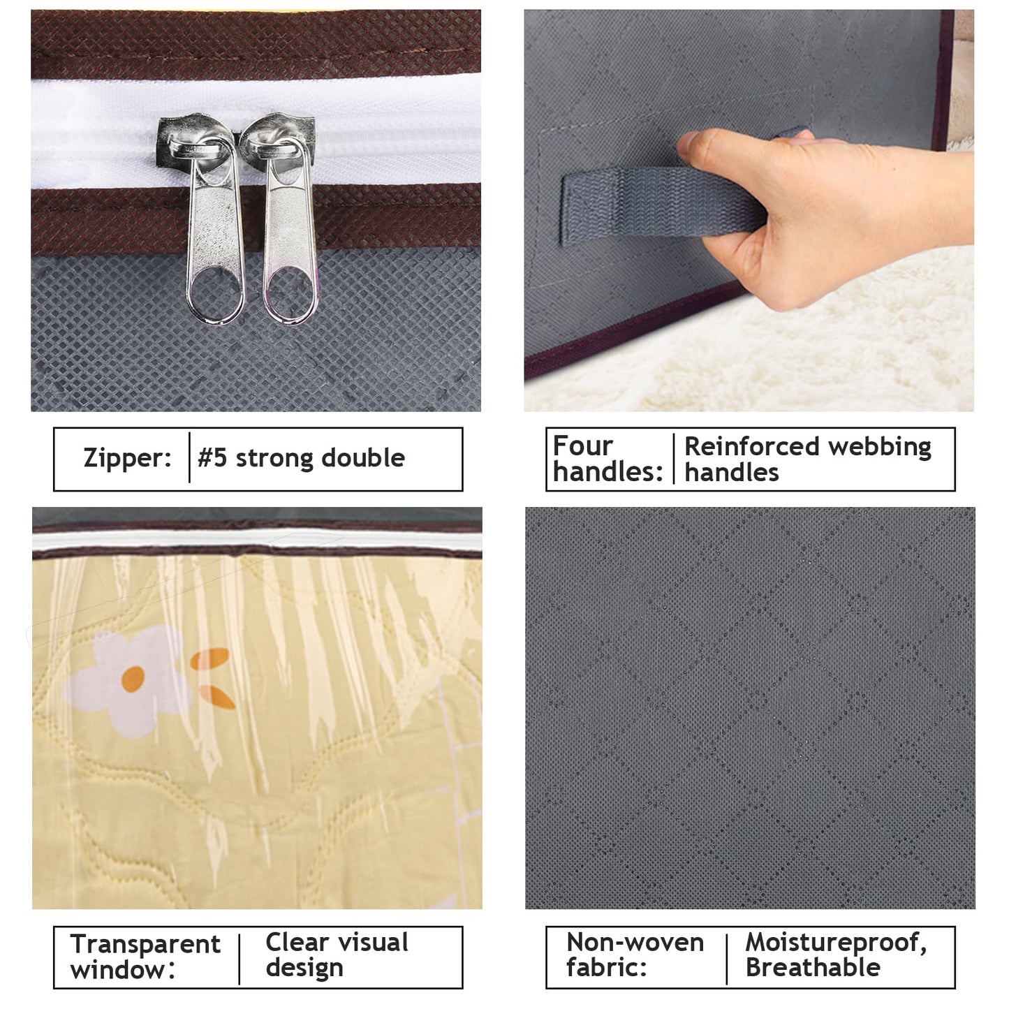 Budding Joy 90L Under Bed Storage Containers, Closet Organizers and Storage Bins, Foldable Underbed Storage Bags for Linen Sheets, Blanket, Clothing, Comforter, Sweaters, Pillows, Wrapping Paper, Grey