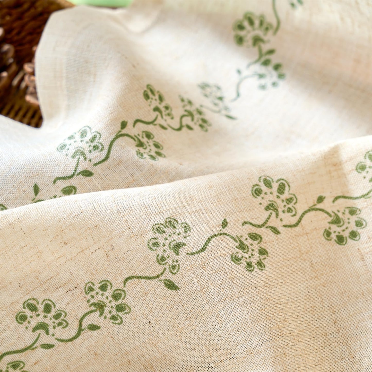 Lazzzy Cathy Linen Floral Curtains for Living Room 84 inch Length 2 Panels Set 7 ft Farmhouse Printed Curtains for Bedroom Spring Decor for Window W50 x L84 Sage Green on Linen