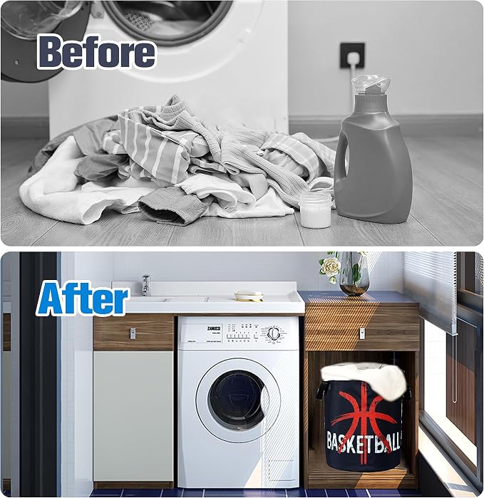 Basketball Laundry Basket Ball Foldable Oxford Cloth Funny Tote Bag Laundry Hamper Clothes Storage Bucket Organizer For Bathroom/Laundry Storage/Bedroom 18.9x16.5 Inch