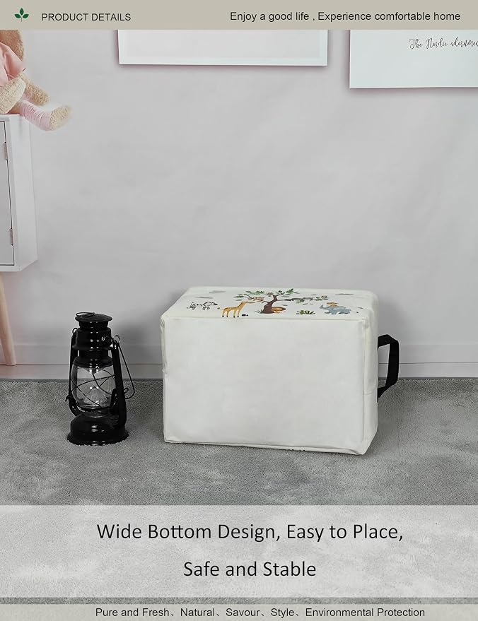 Rectangular Animal Pattern Storage Bin, Decorative Canvas Laundry Basket with Dual Handles, Foldable Toy & Household Organizer, Multipurpose Party Gift Basket for Home Bedroom Dorm