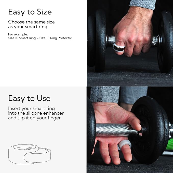 Rinfit Smart Ring Protector - Silicone Ring Enhancer for Active Lifestyle and Gym - StyleFit U.S. Design Patent - Frosted, Size 9