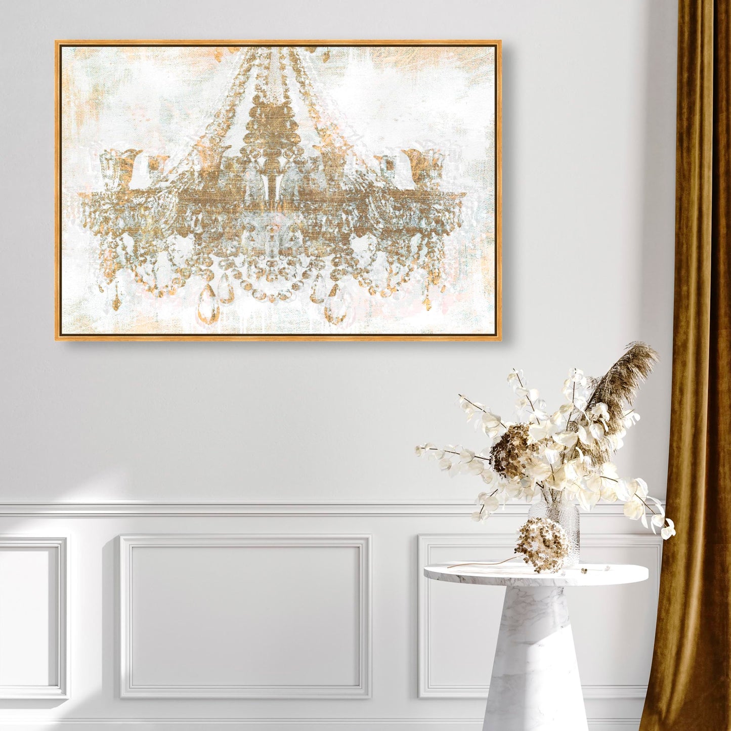 The Oliver Gal Artist Co. Fashion and Glam Modern Canvas Art - Gold Diamonds, Wall Art for Living Room, Bedroom, and Bathroom, 45 in x 30, White and Gold Home Decor