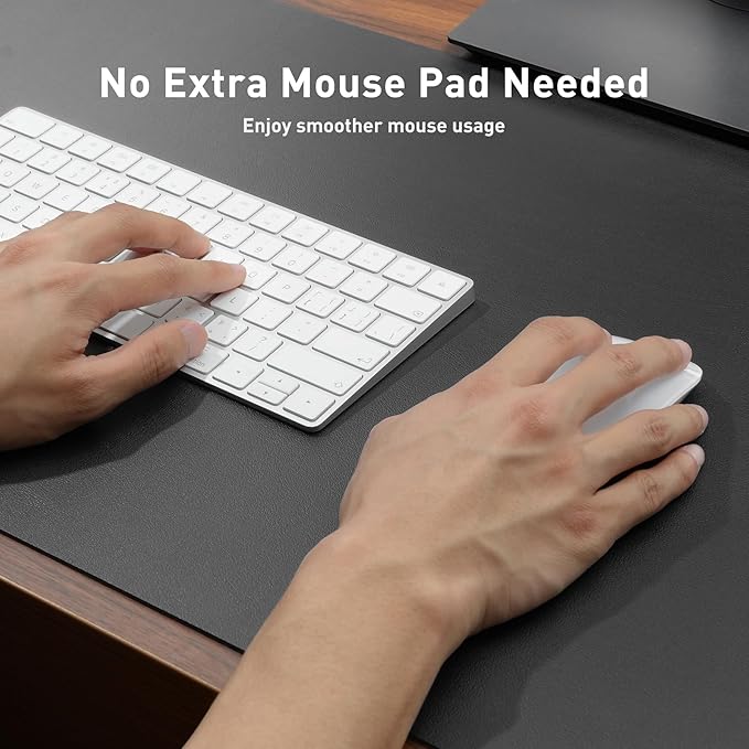 Aothia Faux Leather Desk Mat - Non-Slip PU Leather Desk Blotter, Waterproof Writing Surface, Large Desk Pad for Office & Home (Grey, 55" x 24")