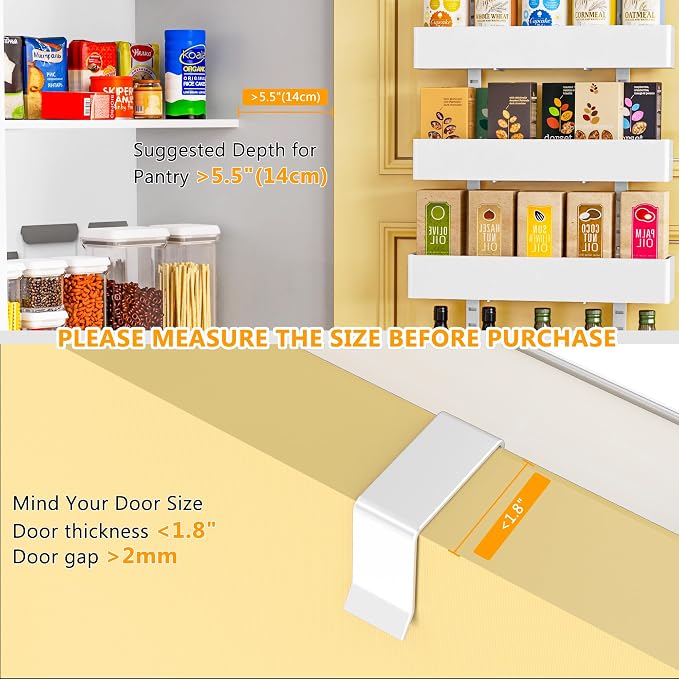 Moforoco White 9-Tier Over The Door Pantry Organizer, Pantry Organization And Storage, Metal Hanging Spice Rack Shelves Door