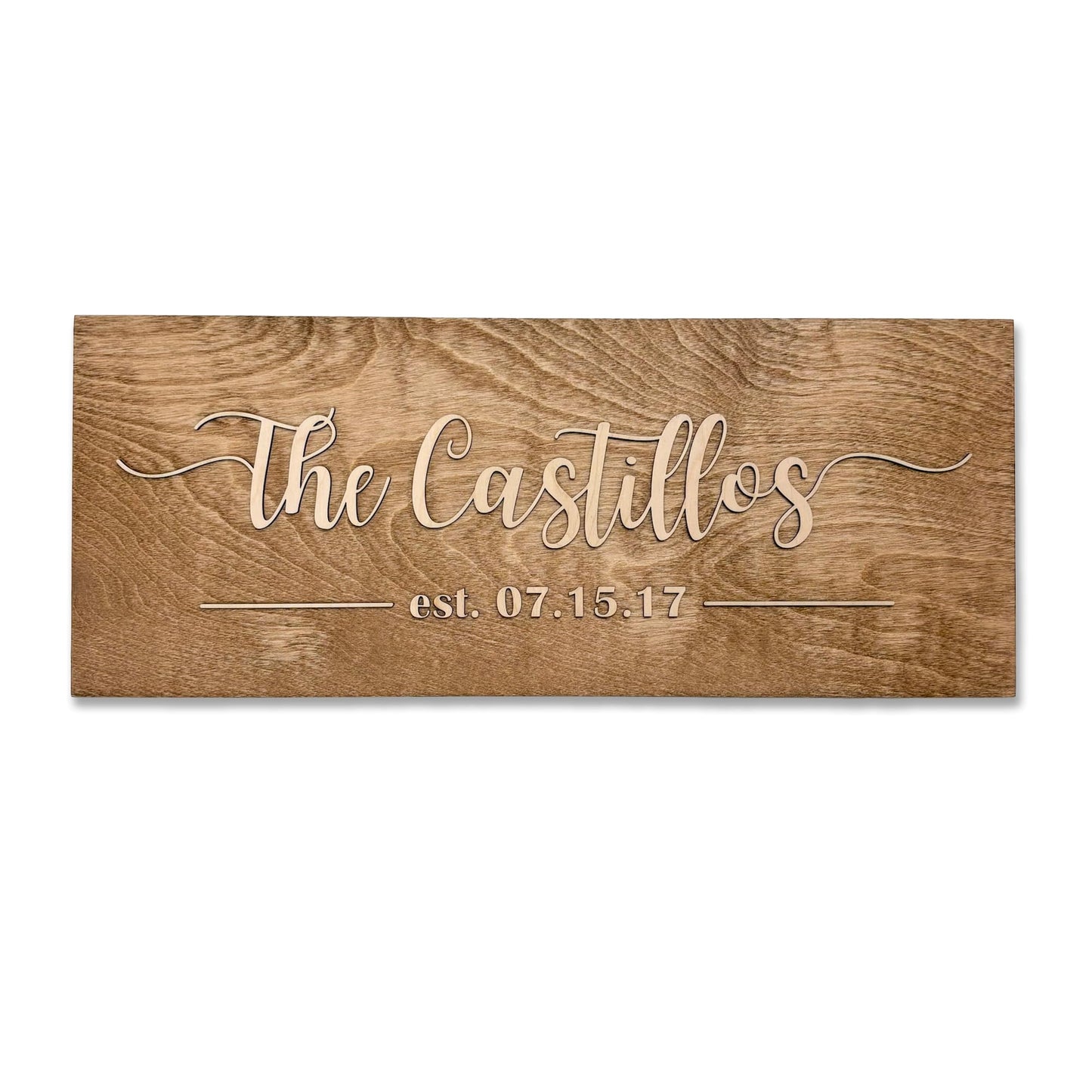 Personalized Family Name Sign – Custom Wooden Name Sign, Wedding Welcome Sign, Newlywed & Housewarming Gifts, New Home Gift Ideas, Family Name Sign, Hickory Hollow Designs (Est. Full Date)