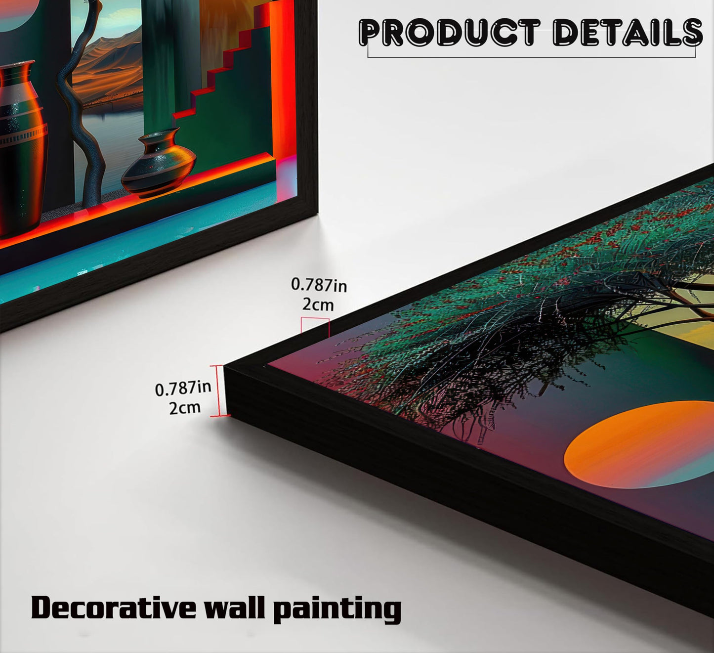 Black Framed African American Canvas Wall Art, Africa Modern Painting Picture Wall Decor, Afrocentric Tree And Vase Poster Print Artwork for Living Room Bedroom Office Home Decoration