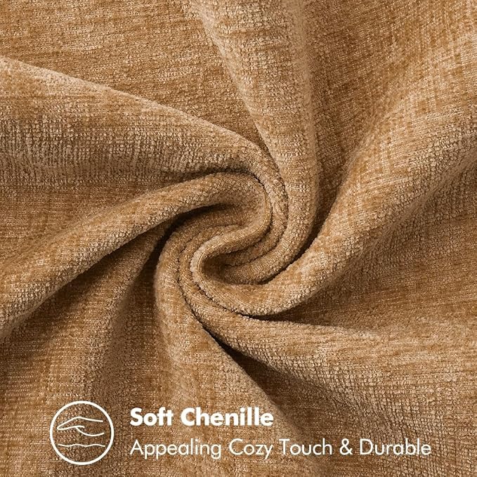 MIULEE Pack of 2 Couch Throw Pillow Covers 20x20 Inch Apricot Brown Farmhouse Decorative Pillow Covers with Stitched Edge Soft Chenille Solid Dyed Spring Pillow Covers for Sofa Bed Living Room