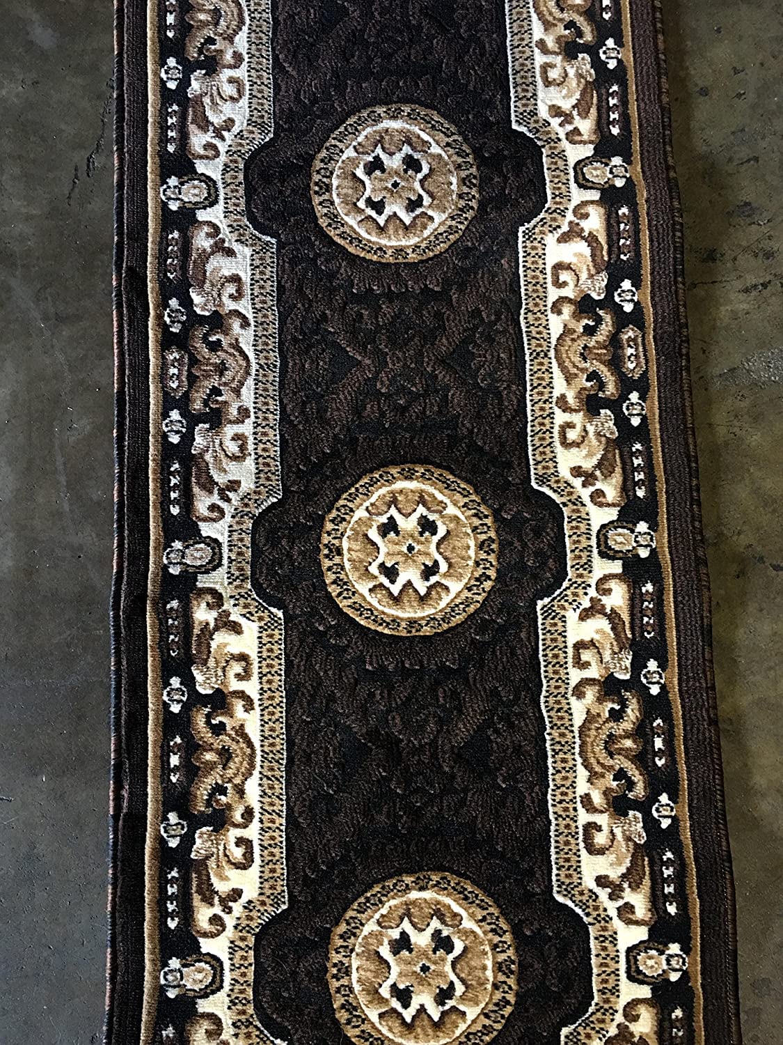 YHSF Traditional Floral Area Rug - Washable Carpet for Living Room, Bedroom, Entryway, or Kitchen - Easy Clean Colorful Flower Rug - Black, 2 ft x 7 ft