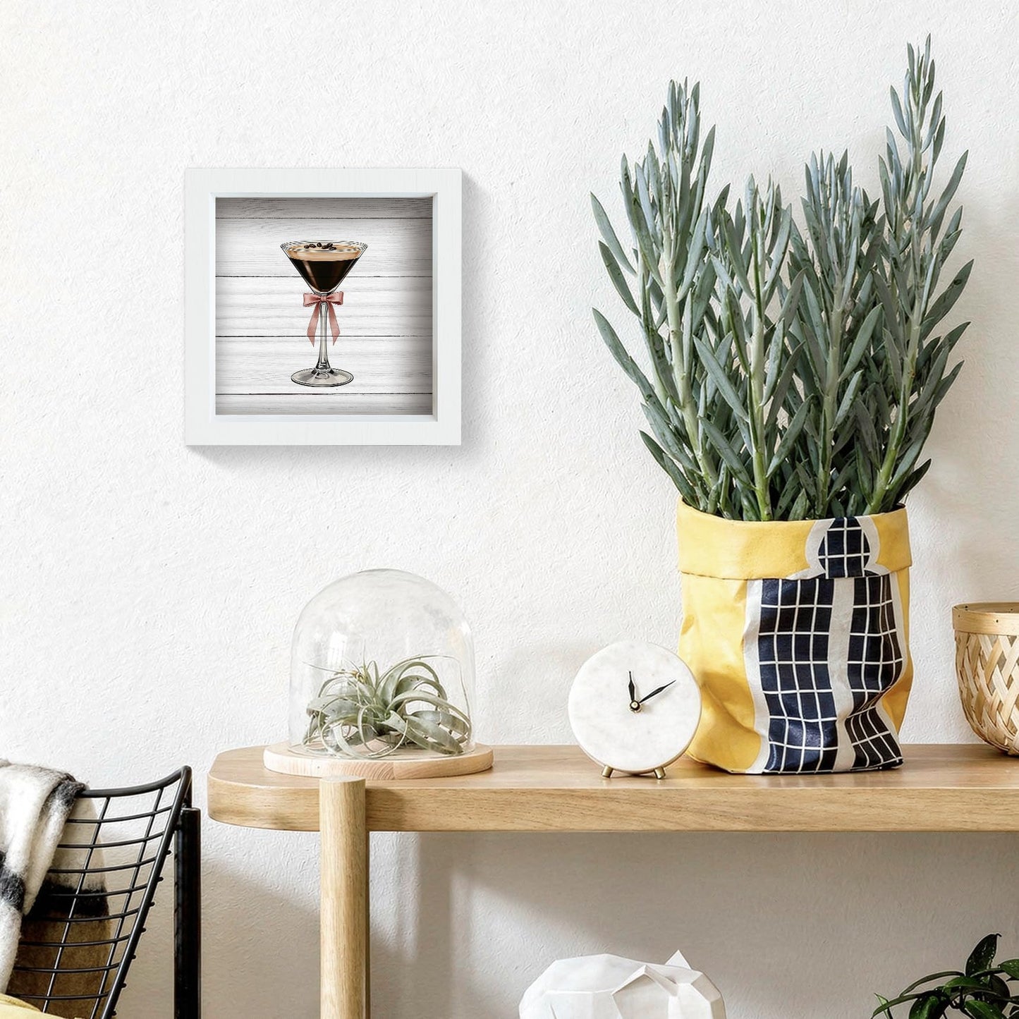 Nitelat Espresso Martini Bar Signs Decor, Espresso Martini Gifts, Preppy Pink Bow Cocktail Wooden Frame Block Signs for Home Bar Cart Girls Room Bedroom Desk Tabletop Shelf Wall Decorations