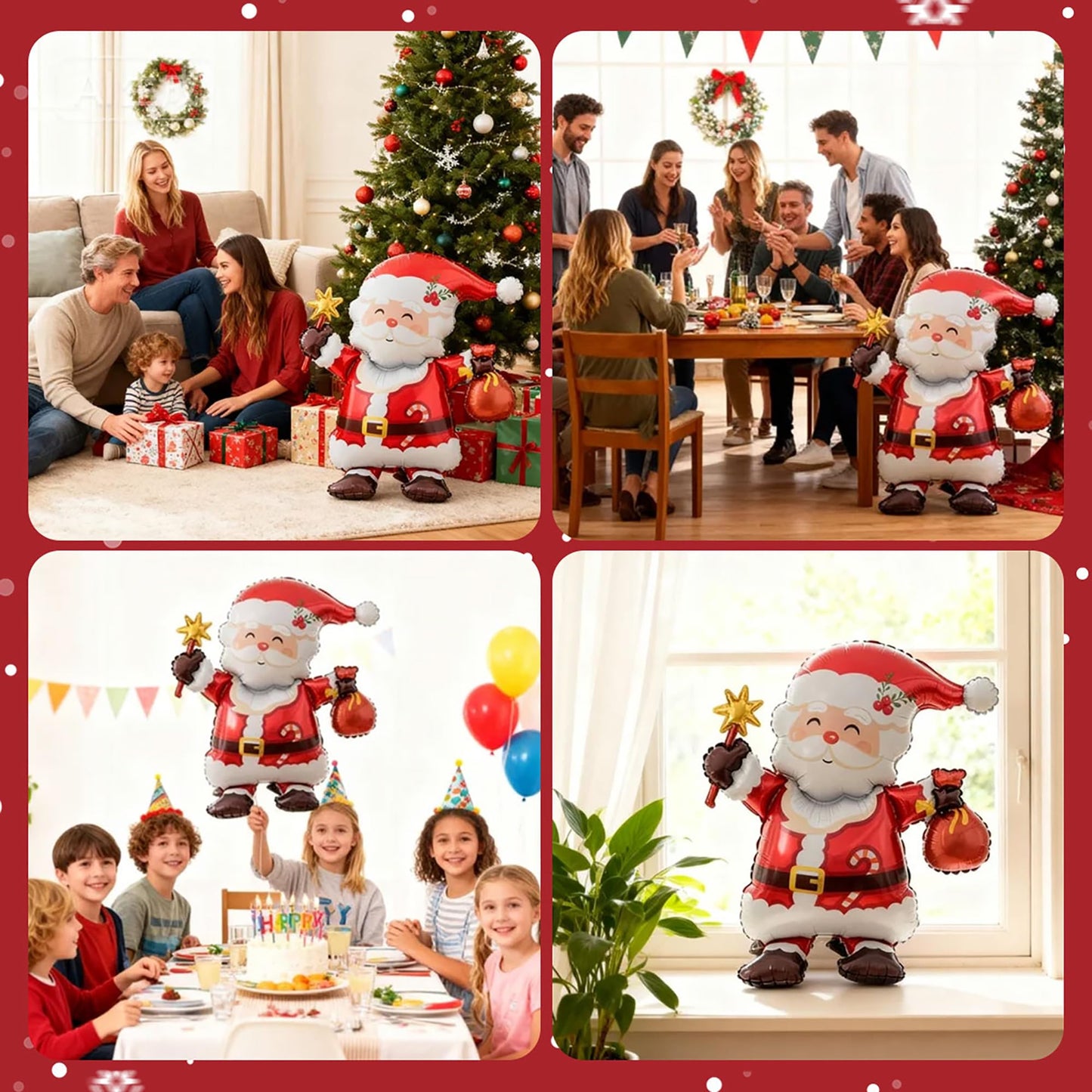 Clearance Vrukiaa Christmas Foil Balloon Decor Santa Claus Cute Christmas Self Standing Mylar Balloon 30 Inch Xmas Inflatable for Party Themed Party Decorations Supplies Decorations Party