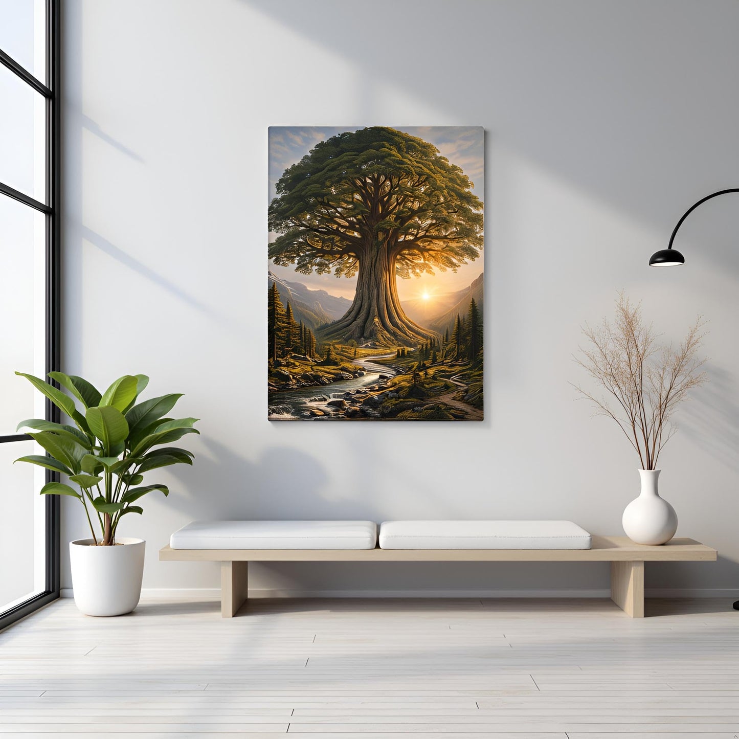 Large Canvas Wall Art Framed Tree Landscape Mountain Sunrise for Living Room Wall Decor Nature Canvas Prints Ready to Hang – Eternal Echelon (40" x 60")