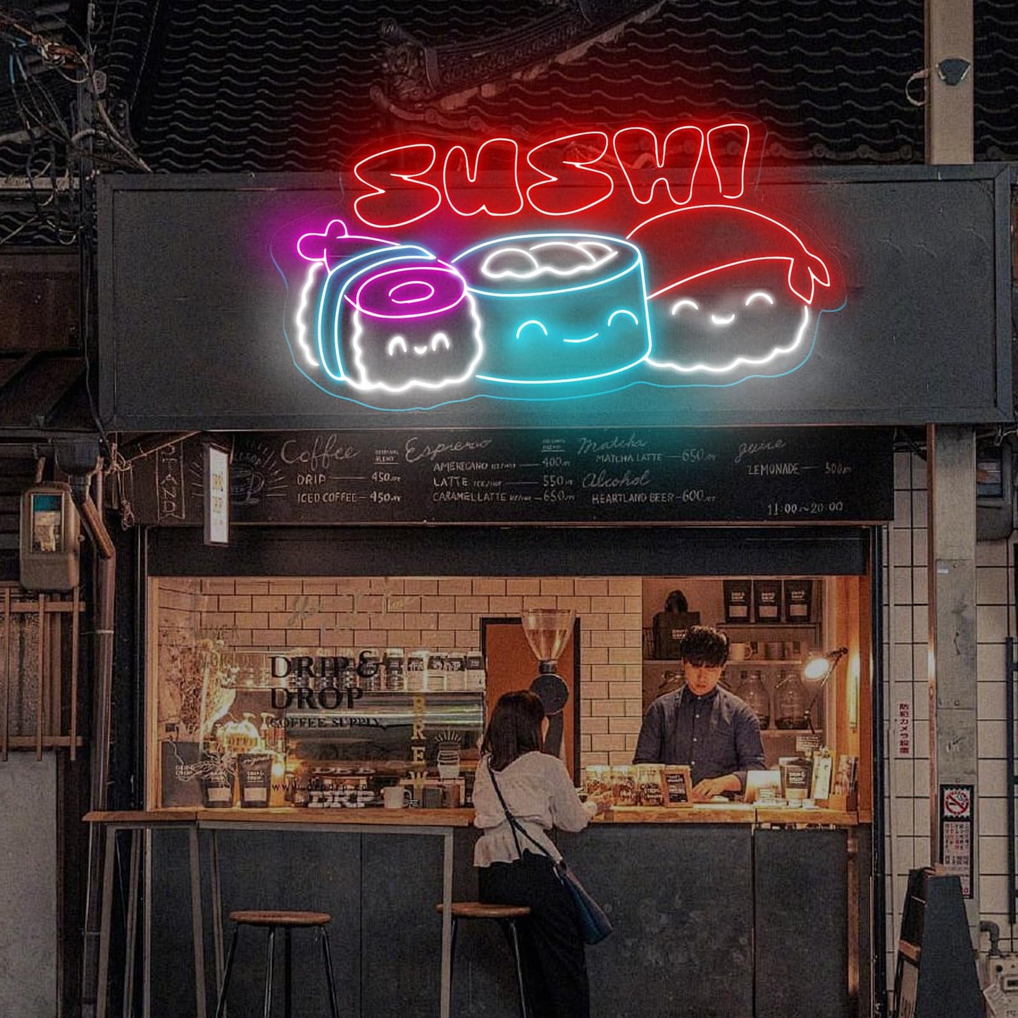 Sushi Neon Sign, Japanese Sushi Neon Light, Sushi Food Led Light, Kitchen Wall Art Sign, Japanese Restaurant Wall Decor, Sushi Shop Restaurant Kitchen Home Neon Decor, Club Party, Sushi Lovers Gift