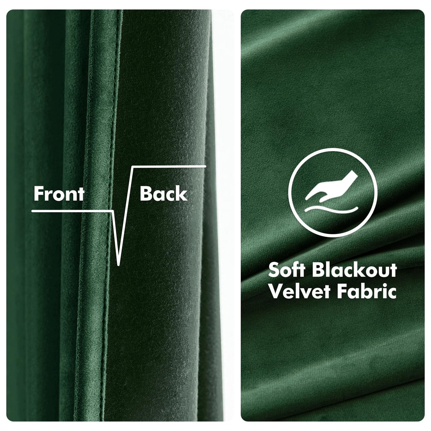 MIULEE Christmas Velvet Curtains Emerald Green Elegant Grommet Curtain Thermal Insulated Soundproof Room Darkening Curtains/Drapes for Classical Living Room Bedroom Decor 52 x 84 Inch Set of 2