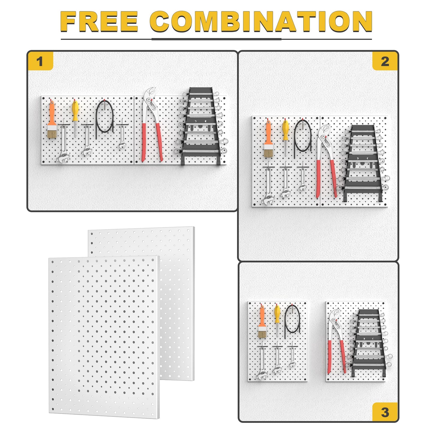 Ultrawall Metal Pegboard Panels, Pegboard Wall Organizer, Peg Boards for Wall, Garage Tool Storage Organization, 12"X16", 2pcs, Gray
