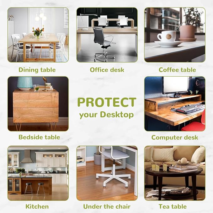 18 x 54 Inch Clear Table Cover Protector, Clear Desk Mat, Transparent Table Protector, 1.5mm Plastic Table Cover, Vinyl Table Protector, Desk Mats on Top of Desks