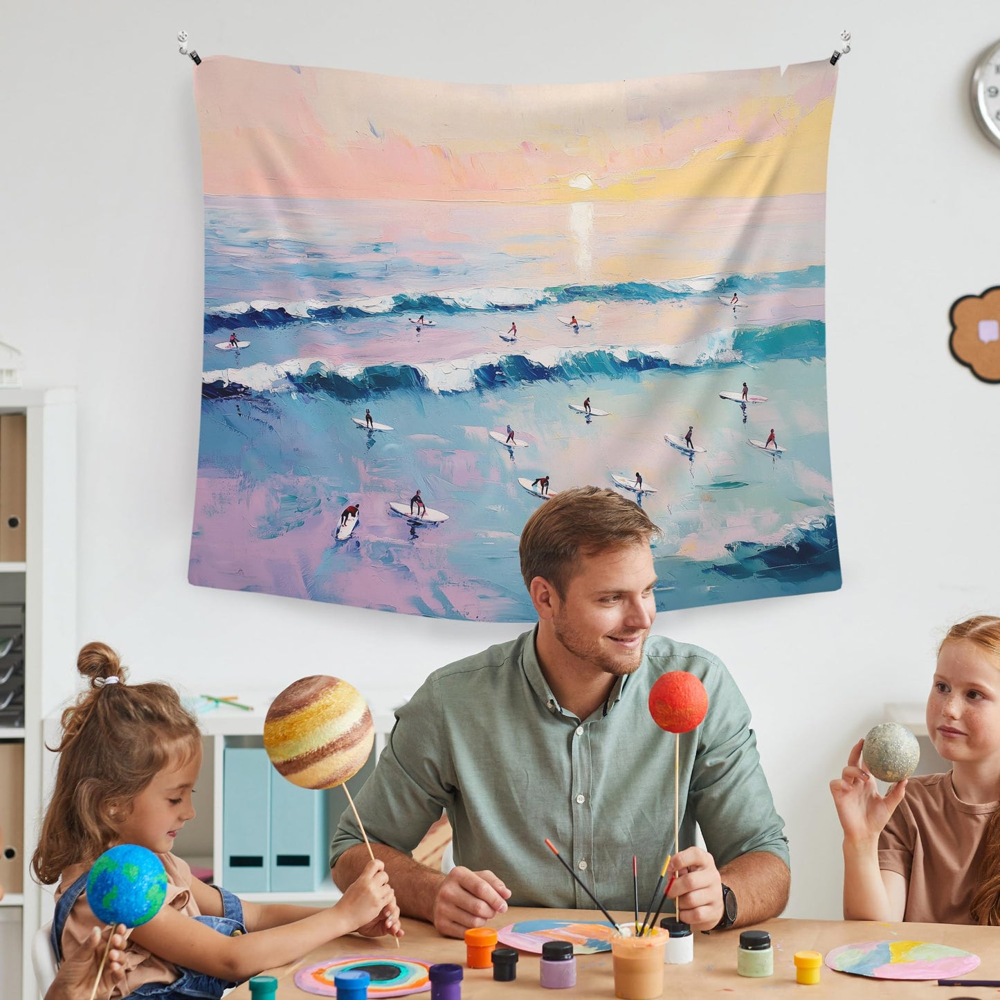 WAITPI Coastal Ocean Beach Hanging Wall Tapestry for Bedroom, Summer Coastal Surfing Ocean Beachy Wall Hanging Decor Tapestry for Home Living Room Beach House Surf Room, 50x60in