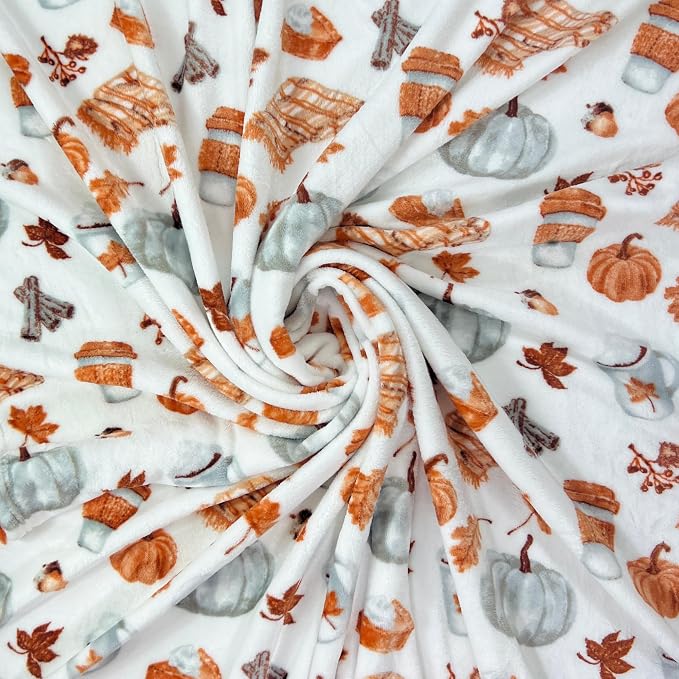 Fall Throw Blanket Soft Fleece: Pumpkin Spice and Everything Nice with Books Wraps Coffees Lattes Pumpkins Pies Oversized 70" inches x 50" inches