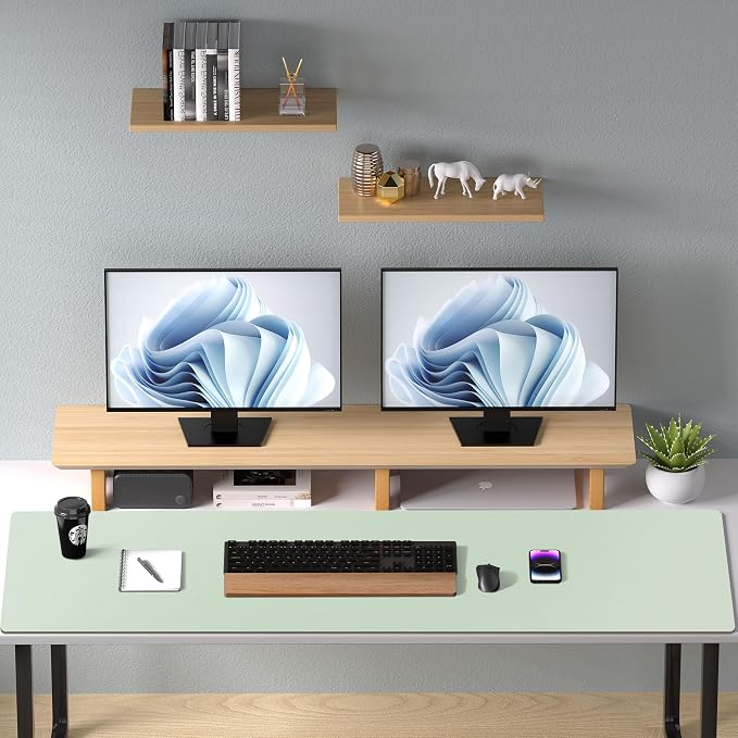 Aothia Faux Leather Desk Mat – Large Mouse Pad, Non-Slip PU Leather Blotter, Waterproof Writing Surface for Office and Home (Aqua, 47.2" x 23.6")