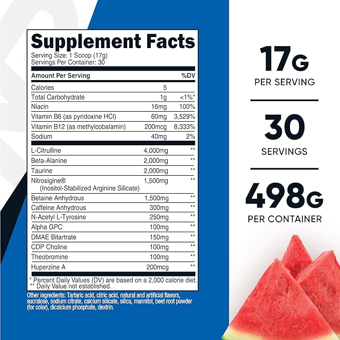 Nutricost Pre-Workout, Watermelon, 30 Servings, Vegetarian, Non-GMO and Gluten Free (Pre-X)