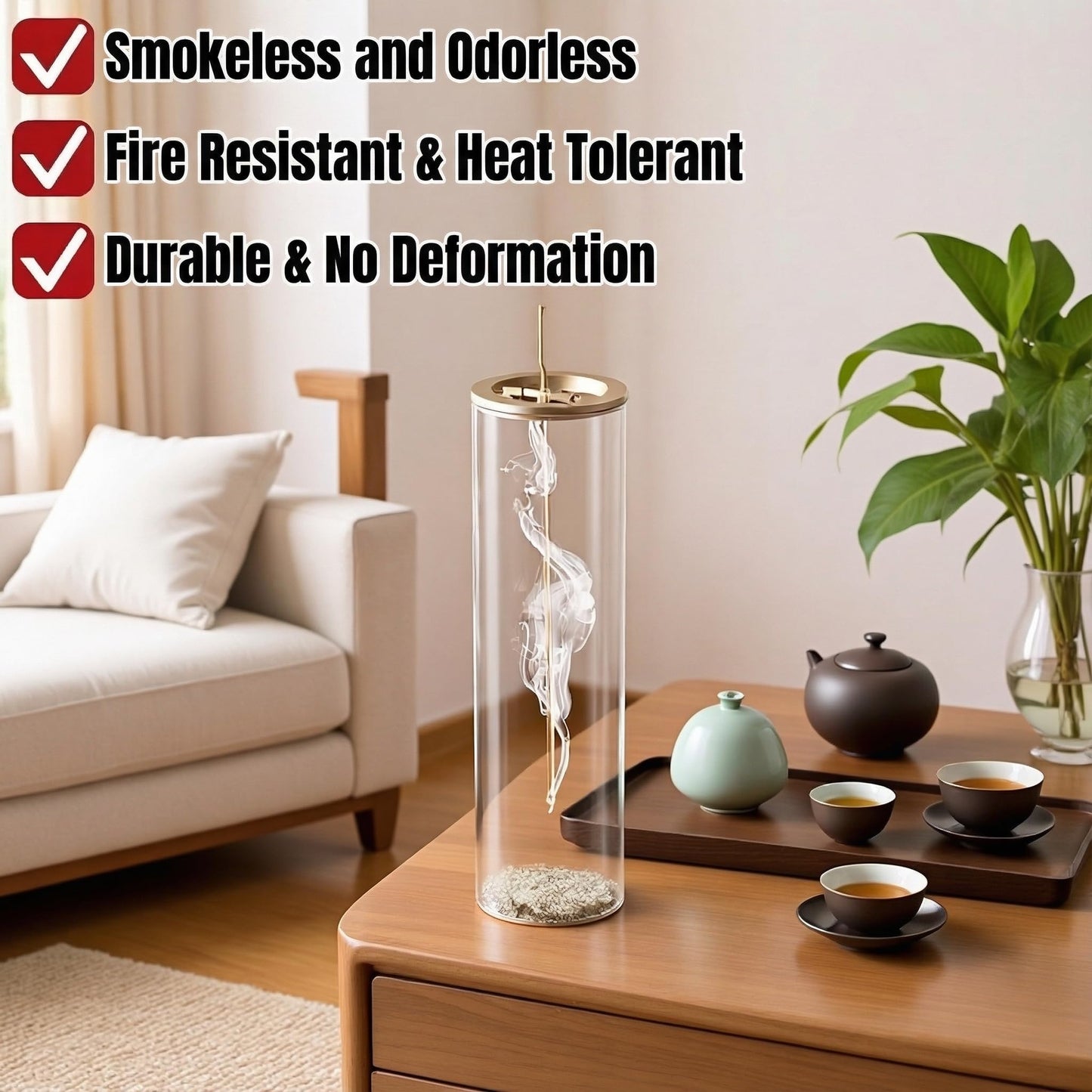 Seedlink Wooden Aromatherapy Incense Holder – Upside Down Hanging Rack with 1L Ash Catcher for Yoga Space or Home Office Décor & Meditation