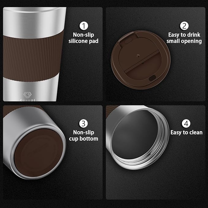 CS COSDDI 12 oz Stainless Steel Vacuum Insulated Tumbler - Coffee Travel Mug Spill Proof with Lid - Coffee Cups for Keep Hot/Ice Coffee,Tea and Beer