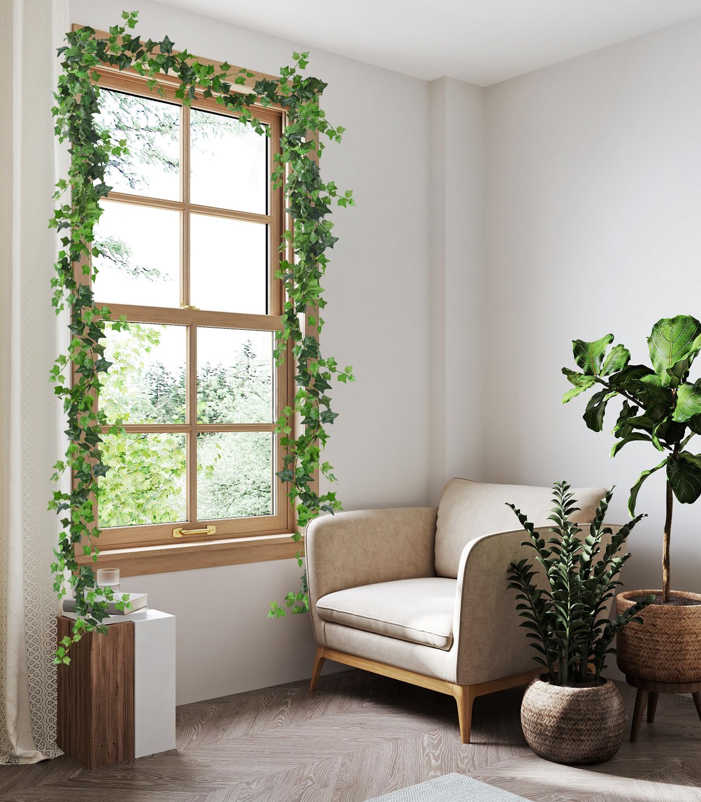 RECUTMS 3 Strands Artificial Ivy Vines 6.3Ft Green Ivy Garland Faux Hanging Plants Greenery Decoration Artificial Vines for Spring Home Decor Indoor Home Wall Wedding Room Easter Decor(Green)