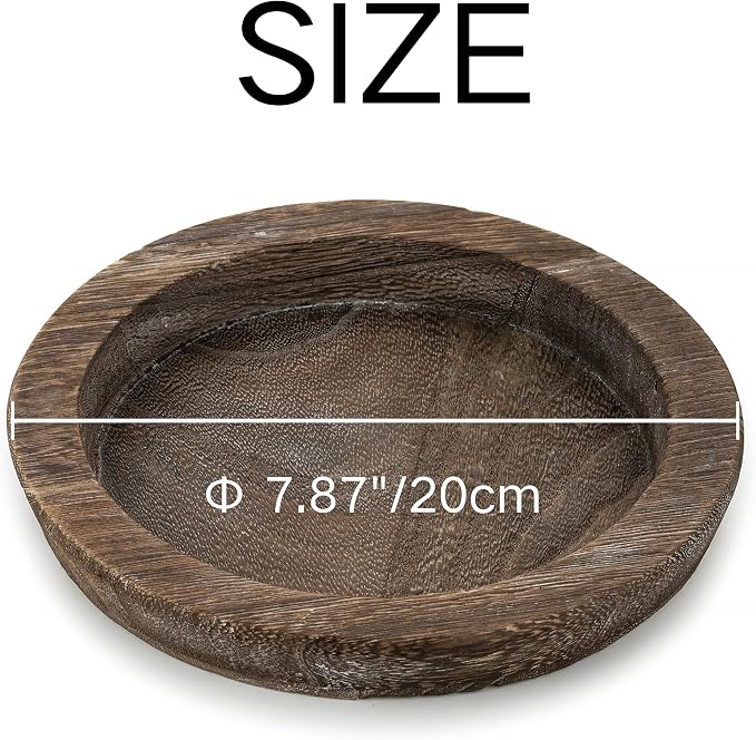 Hanobe Candle Plate Holder Tray: 7.9" Small Round Wood Decorative Candle Trays - Rustic Farmhouse CoffeeTable Decor - Candlestick Pillar Holder for Centerpiece Home Decor