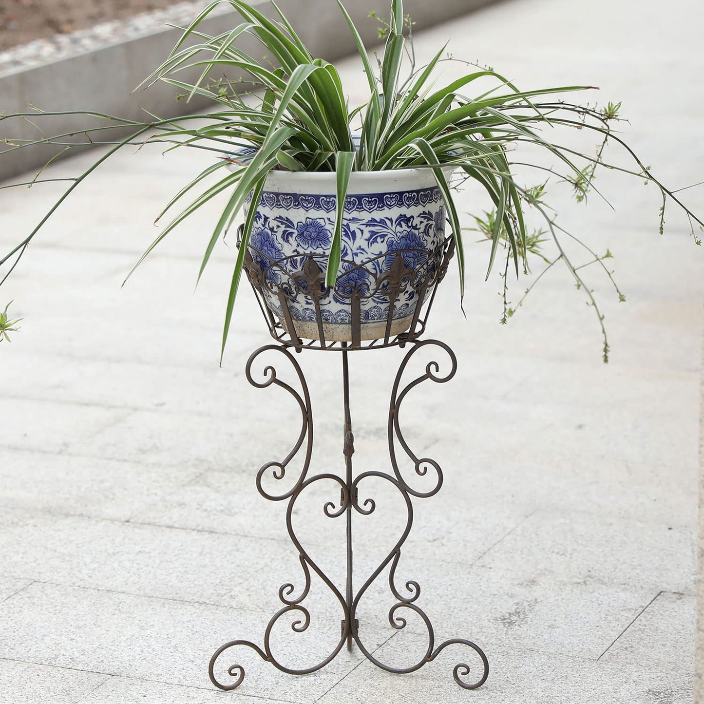 TICKCACY 2 Pack Metal Tall Plant Stands, 25 Inch Wrought Iron Plant Stand, Heavy Duty Pot Stand Pedestal Holders, Unique Decorative Potted Planter Display Rack for Indoor Outdoor Garden Patio Lawn