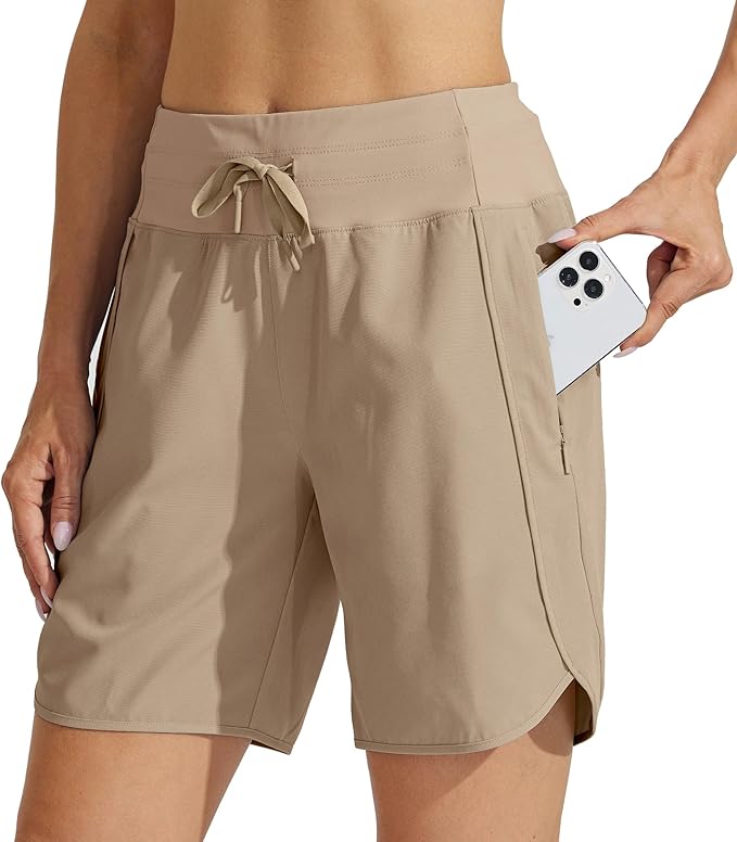 Willit Women's 7" Athletic Running Shorts Long Workout Hiking Shorts Quick Dry High Waisted Active Zipper Pocket(3X-Large)
