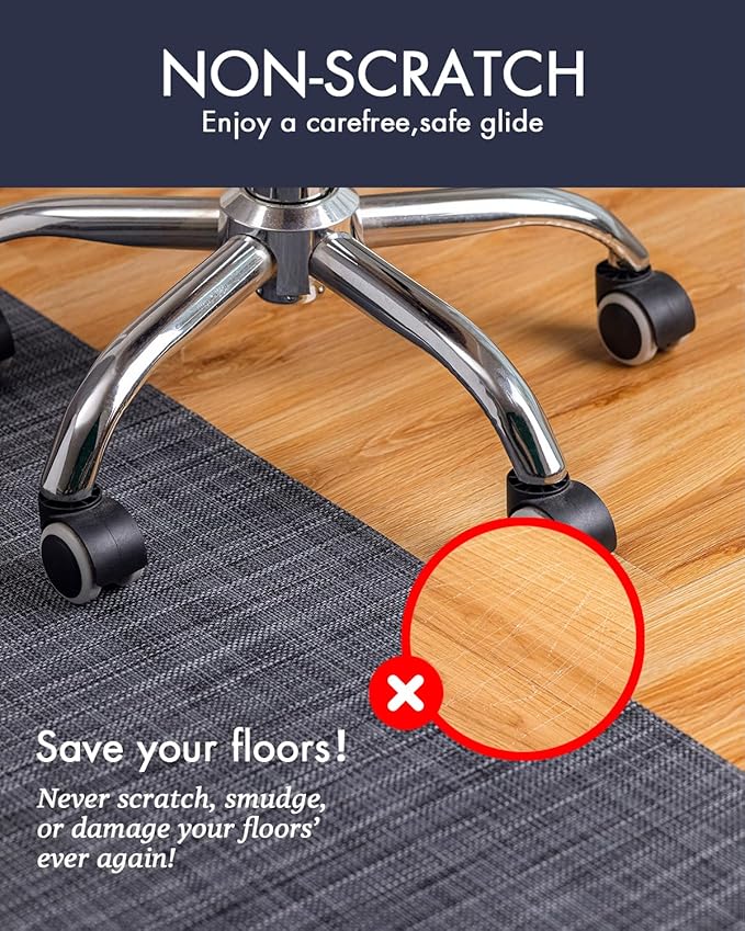 Baroyal Office Chair Mat for Hardwood Floor Under Desk Computer Rolling Chair Mat for Wood/Tile Floor Non-Slip Heavy Duty Desk Rug PVC Plastic Hard Floor Protector 45"x 53" (Cool Grey)