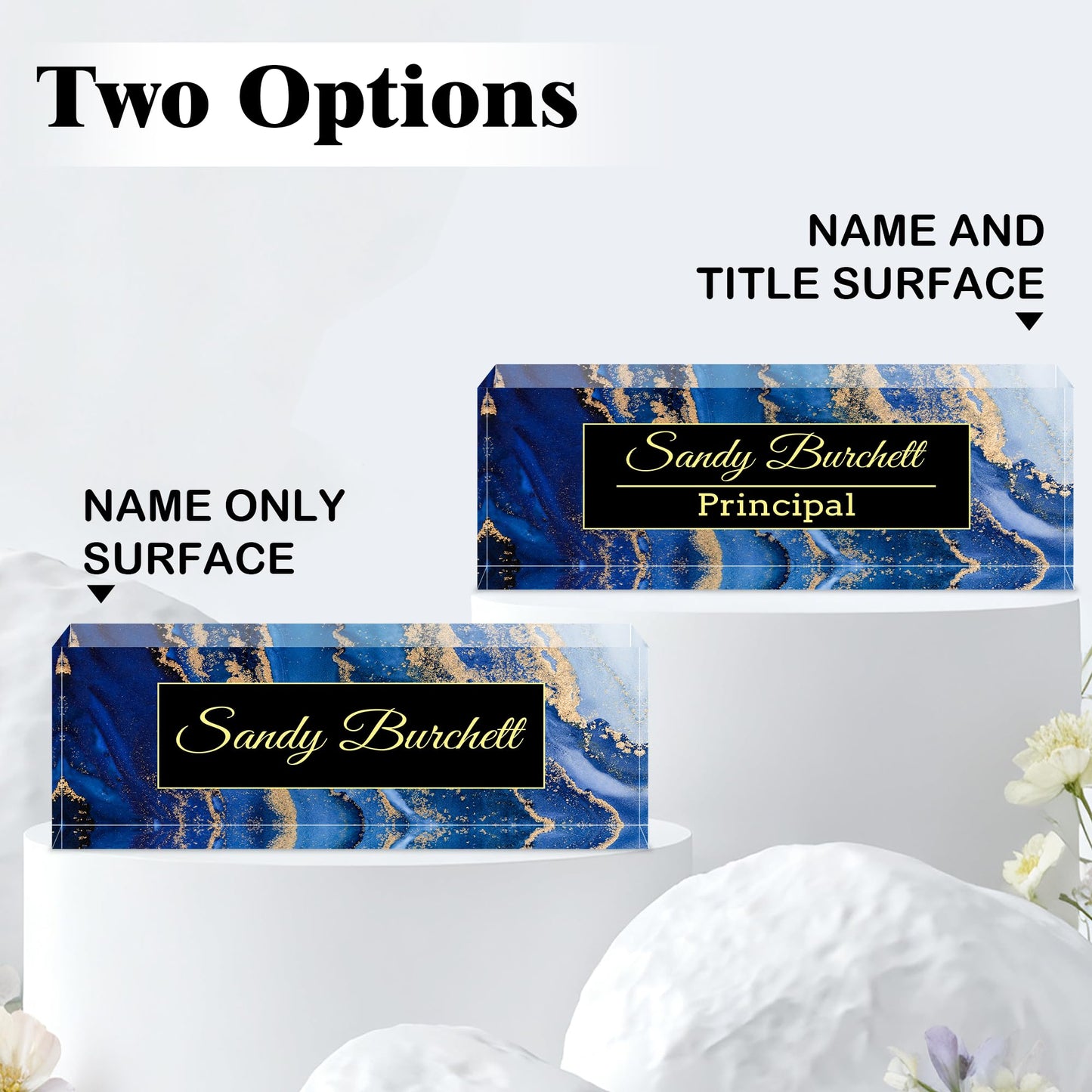 Idiyfun Custom Name Plate for Desk, Desk Name Plate Personalized, Acrylic Office Desk Accessories, Appreciation Gifts for Coworkers Employee Teachers Boss Women Men (Blue Coast)