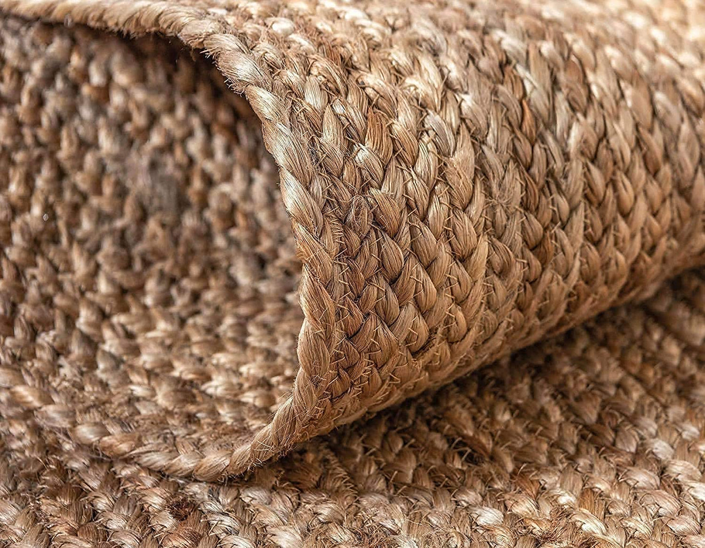 Hand Woven Jute Area Rug 8x10 Feet Rectangle - Handcrafted Braided Design, Indoor & Outdoor Reversible Natural Fiber Rug - Rustic Farmhouse Carpet for Living Room, Hallway, Bedroom (Natural, 8'x10')