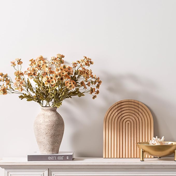 Vanselia Ceramic Flower Vase Home Decor - Large Farmhouse Table Vases Rustic Vintage Living Room Kitchen Bedroom Decorations for House Book Shelf Office Coffee Desk Dining Fireplace (9" Retro)
