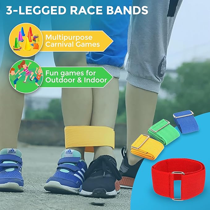 CircleCraft 53 Pcs. Plastic Cones and Rings Games Ring Toss Games for Adults Carnival Games Potato Sack Race Bags Egg & Spoon Bean Bag Birthday Party Outdoor Games for Family Party