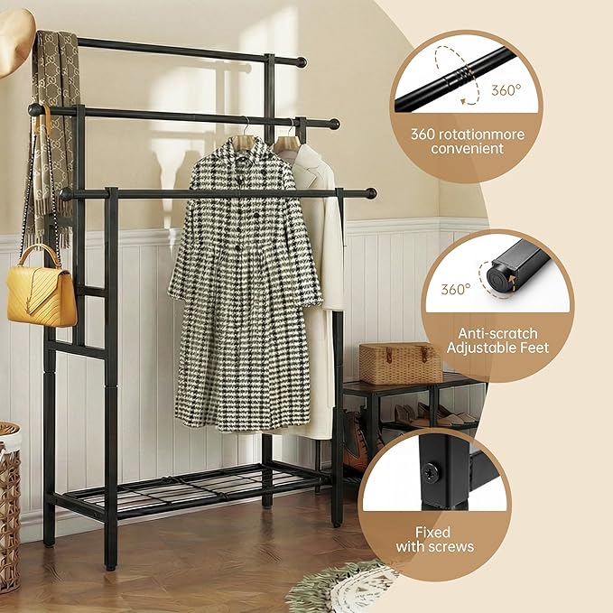Free Standing Towel Rack, 3 Tiers Oversized Metal Ladder Holder with Storage Shelf, Black, for Bathroom Bedroom Living Room
