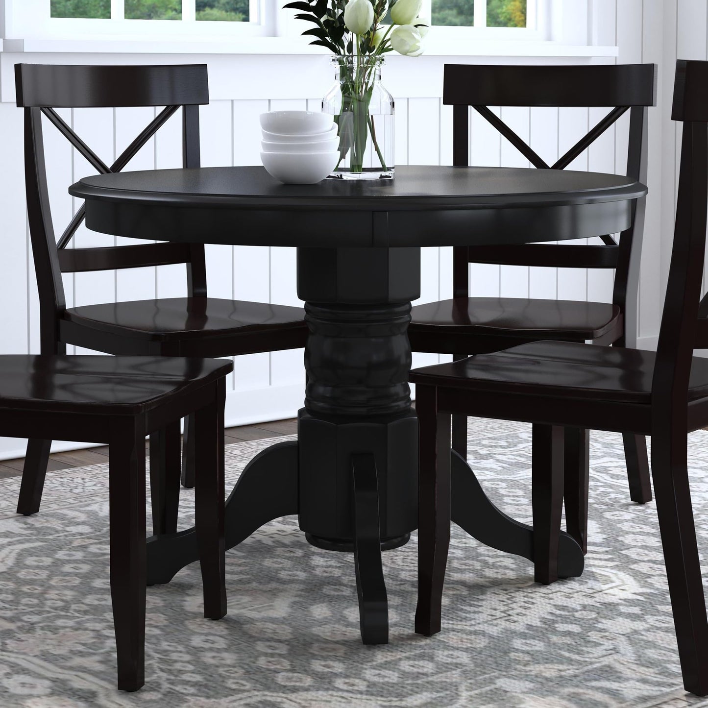Homestyles Blair Black Round Dining Table, 42"