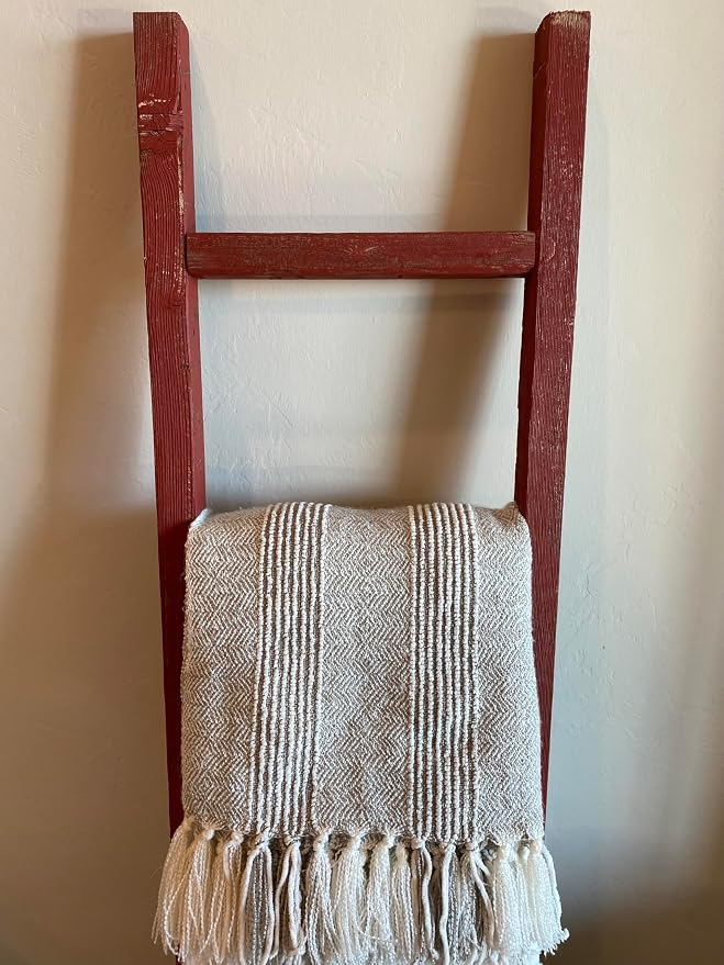 BARNWOODUSA Rustic Farmhouse Decorative Ladder - Our 6 ft Ladder can be Mounted Horizontally or Vertically and is Crafted from Upcycled Wood No Assembly Required Red