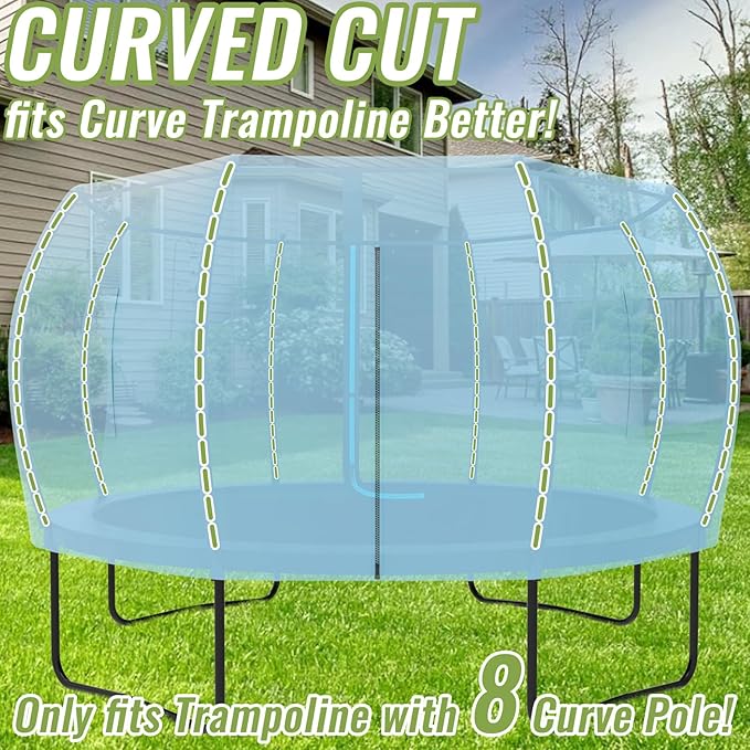Gardenature 10FT/12FT/14FT Trampoline Tent(Tent Only), Fit Round Trampolines, Shade Cover with LED Light, Outdoor Trampolien Accessories, Anti-Tear